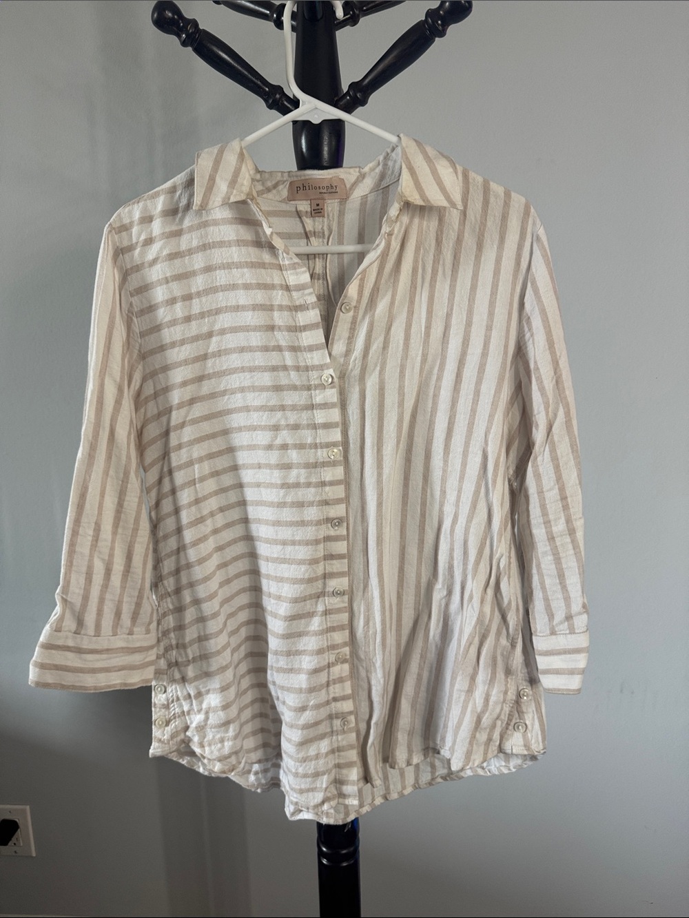Philosophy Cream & White Striped Button-Down Shirt